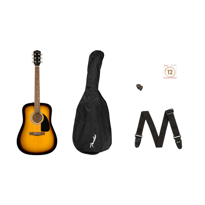 Pack de Guitarra Acústica Fender FA-115 Dreadnought con mástil de nogal - Sunburst