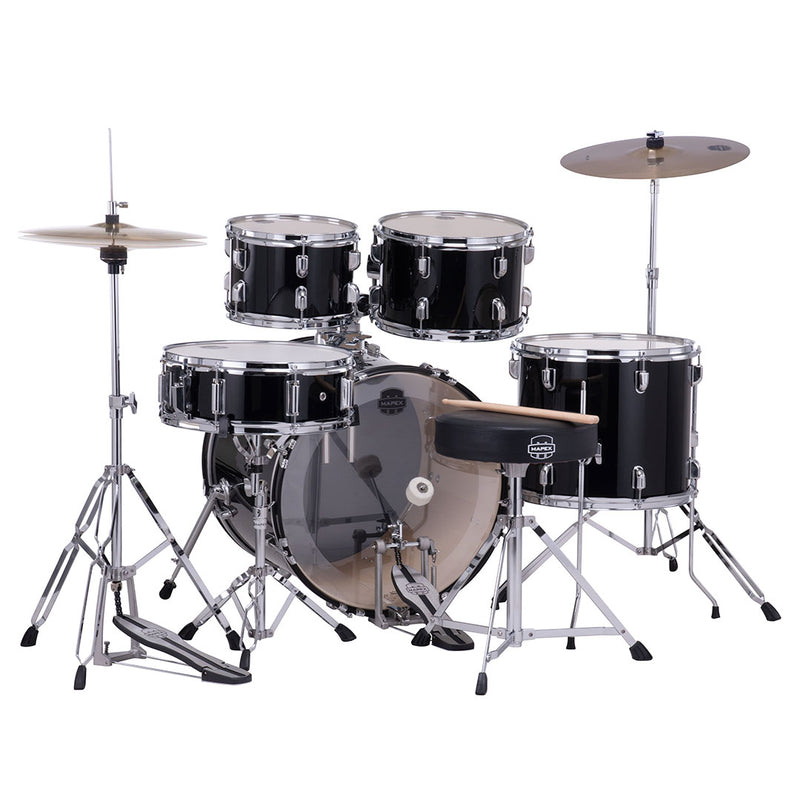 Batería Acústica Mapex Comet Shell Pack de 5 Piezas CM5044FTCDK-SC - Dark Black (INCLUYE HARDWARE Y PLATILLOS)