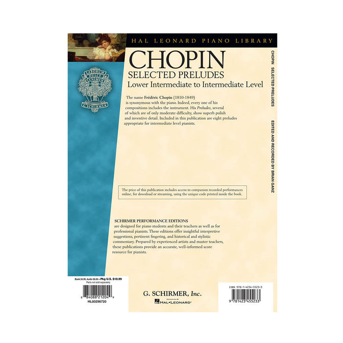 Libro Hal Leonard Schirmer Performance Editions Chopin Selected Preludes - Nivel Intermedio