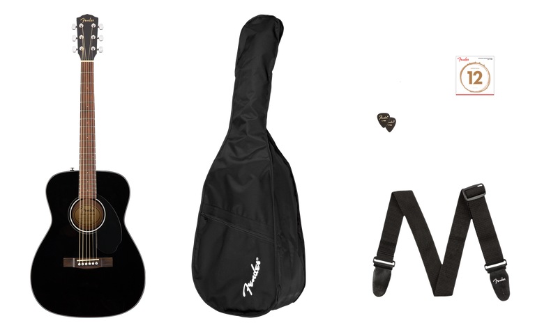 Pack Fender Guitarra Acústica CC-60S Concert Pack V2, Black