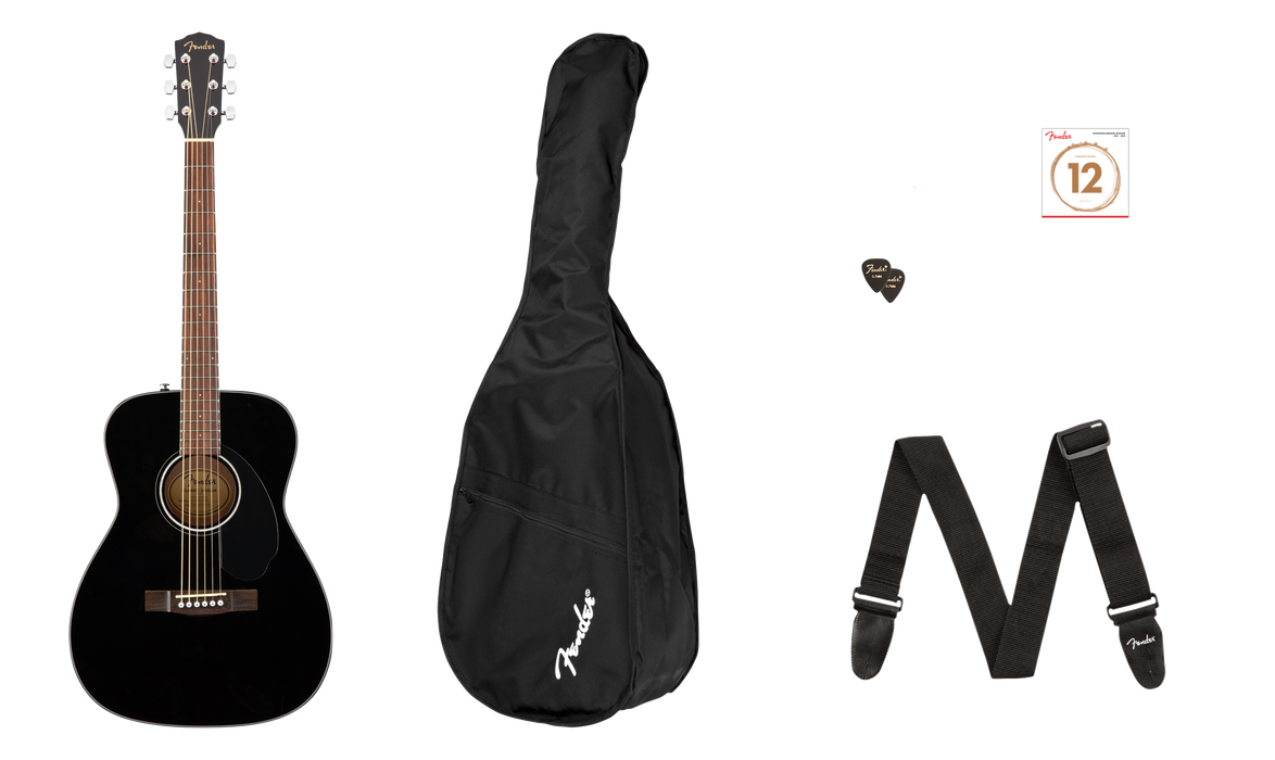 Pack Fender Guitarra Acústica CC-60S Concert Pack V2, Black