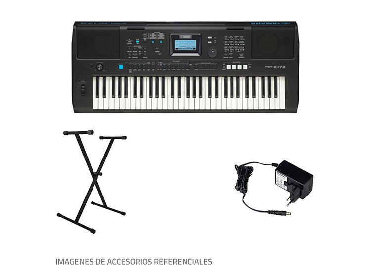 Pack de Teclado Yamaha PSR-E473 (incluye adaptador Yamaha y Soporte)