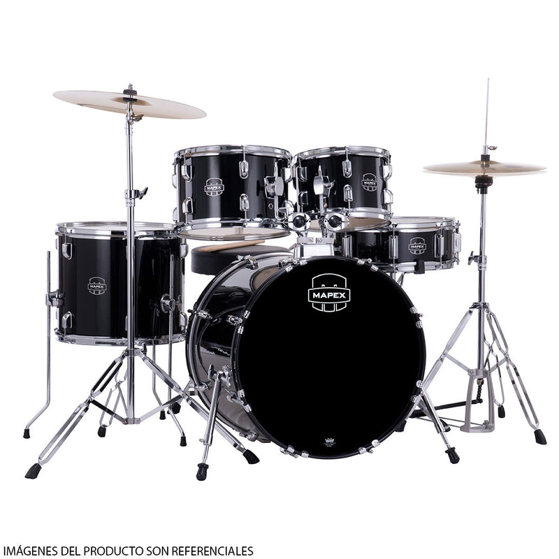 Batería Acústica Mapex Comet Shell Pack de 5 Piezas CM5044FTCDK-SC - Dark Black (INCLUYE HARDWARE Y PLATILLOS)