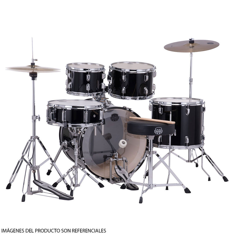 Batería Acústica Mapex Comet Shell Pack de 5 Piezas CM5044FTCDK-SC - Dark Black (INCLUYE HARDWARE Y PLATILLOS)