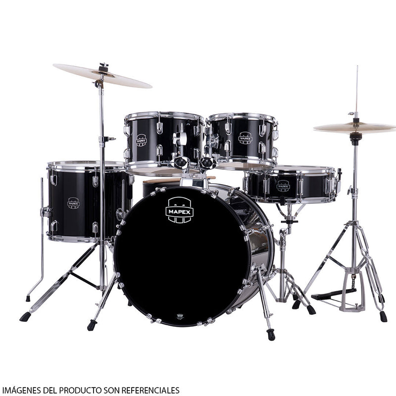 Batería Acústica Mapex Comet Shell Pack de 5 Piezas CM5044FTCDK-SC - Dark Black (INCLUYE HARDWARE Y PLATILLOS)