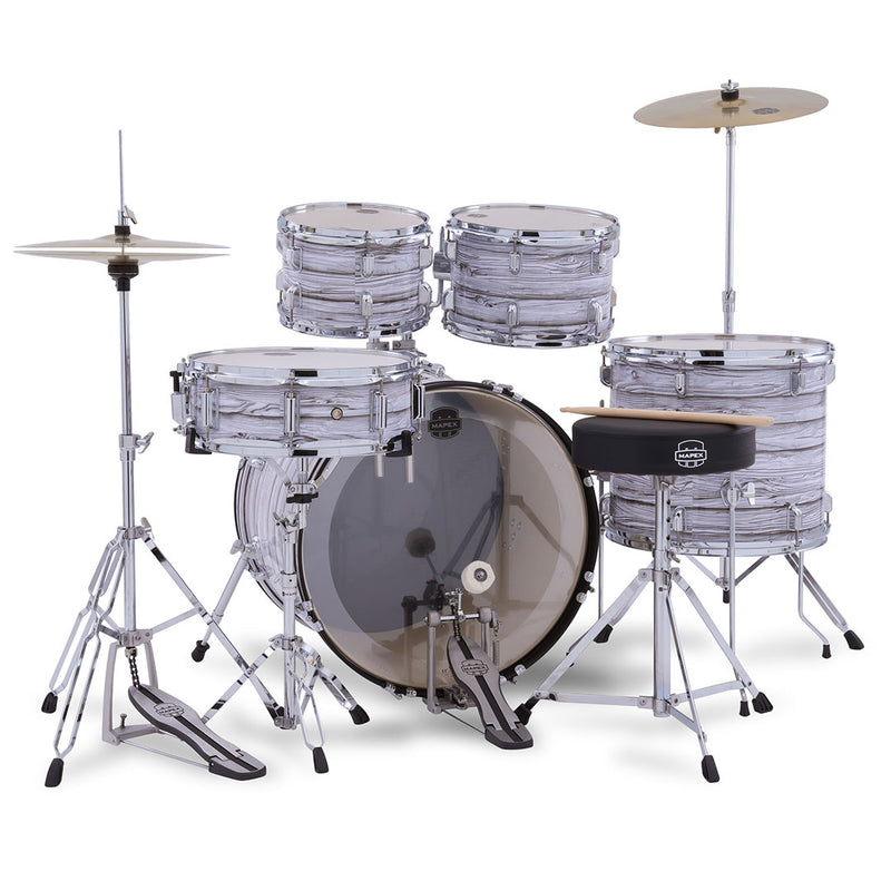 Batería Acústica Mapex Comet CM5294FTCFI-SC Shell Pack de 5 piezas - White Marblewood (INCLUYE HARDWARE, PLATILLOS Y ASIENTO)