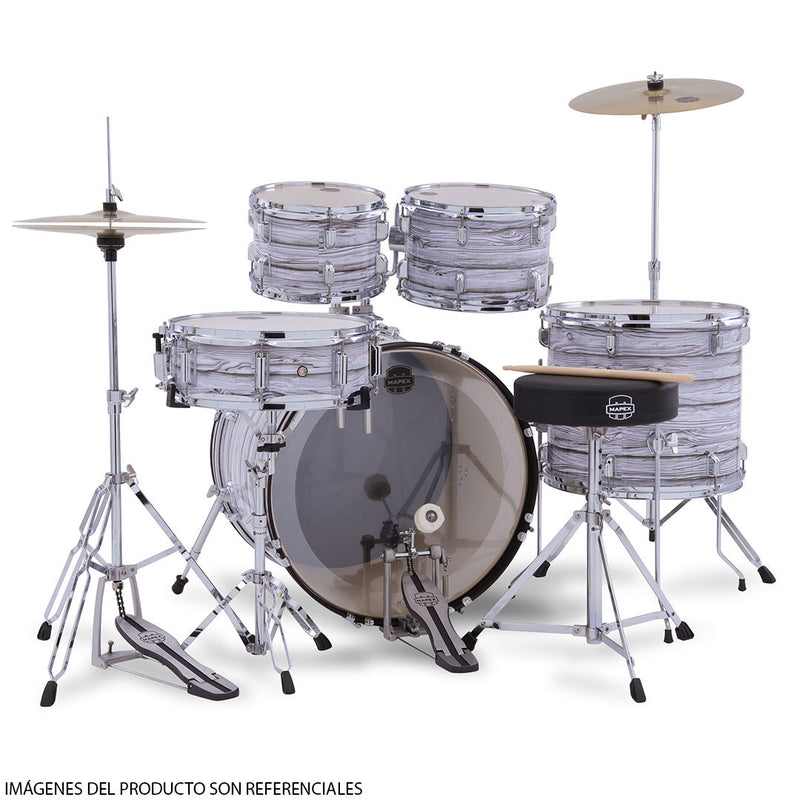 Batería Acústica Mapex Comet CM5294FTCFI-SC Shell Pack de 5 piezas - White Marblewood (INCLUYE HARDWARE, PLATILLOS Y ASIENTO)