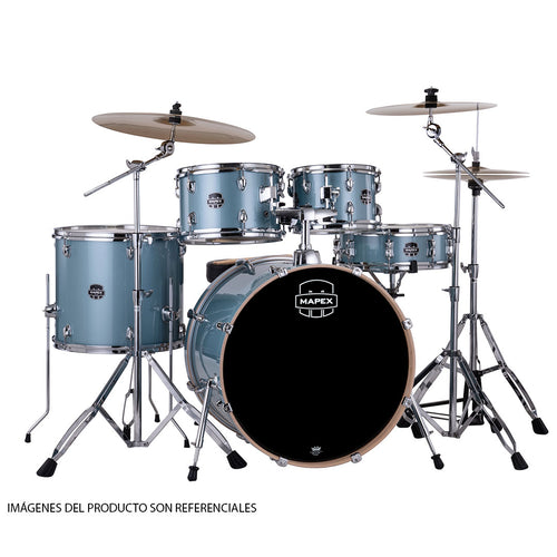 Batería Acústica Mapex Venus Shell Pack de 5 piezas VE5295FTCVJ - Aqua Blue Sparkle (INCLUYE HARDWARE Y PLATILLOS)