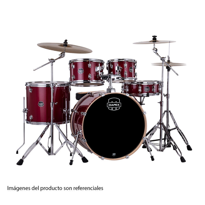 Batería Acústica Mapex Venus Shell Pack de 5 piezas VE5295FTCVM - Crimson Red Sparkle (INCLUYE HARDWARE Y PLATILLOS)