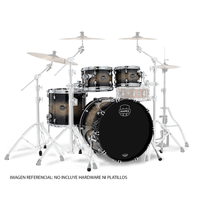 Batería Acústica Mapex Saturn VI Shell Pack de 4 piezas SR529XUZXG - Black Ink Burst (NO INCLUYE HARDWARE NI PLATILLOS)