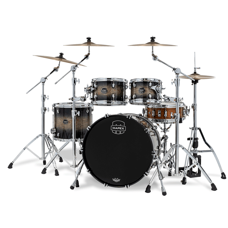 Batería Acústica Mapex Saturn VI Shell Pack de 4 piezas SR529XUZXG - Black Ink Burst (NO INCLUYE HARDWARE NI PLATILLOS)