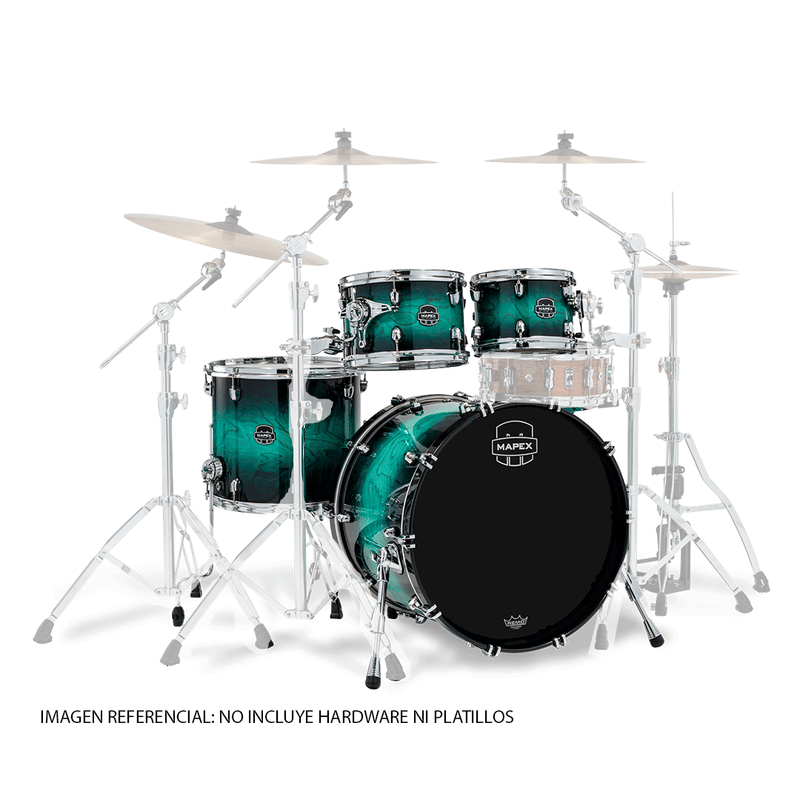 Batería Acústica Mapex Saturn VI Shell Pack de 4 piezas SR529XUZXT - Marine Teal Burst (NO INCLUYE HARDWARE NI PLATILLOS)