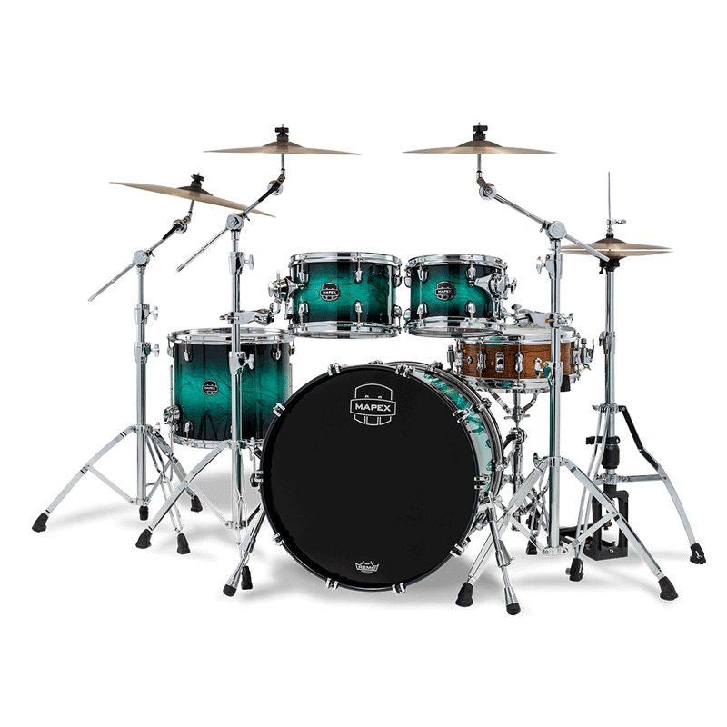 Batería Acústica Mapex Saturn VI Shell Pack de 4 piezas SR529XUZXT - Marine Teal Burst (NO INCLUYE HARDWARE NI PLATILLOS)