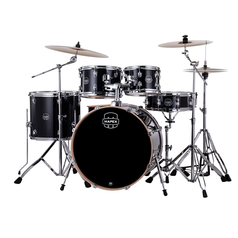 Batería Acústica Mapex Venus Shell Pack de 5 piezas VE5295FTVH - Black Galaxy Sparkle (NO INCLUYE PLATILLOS)