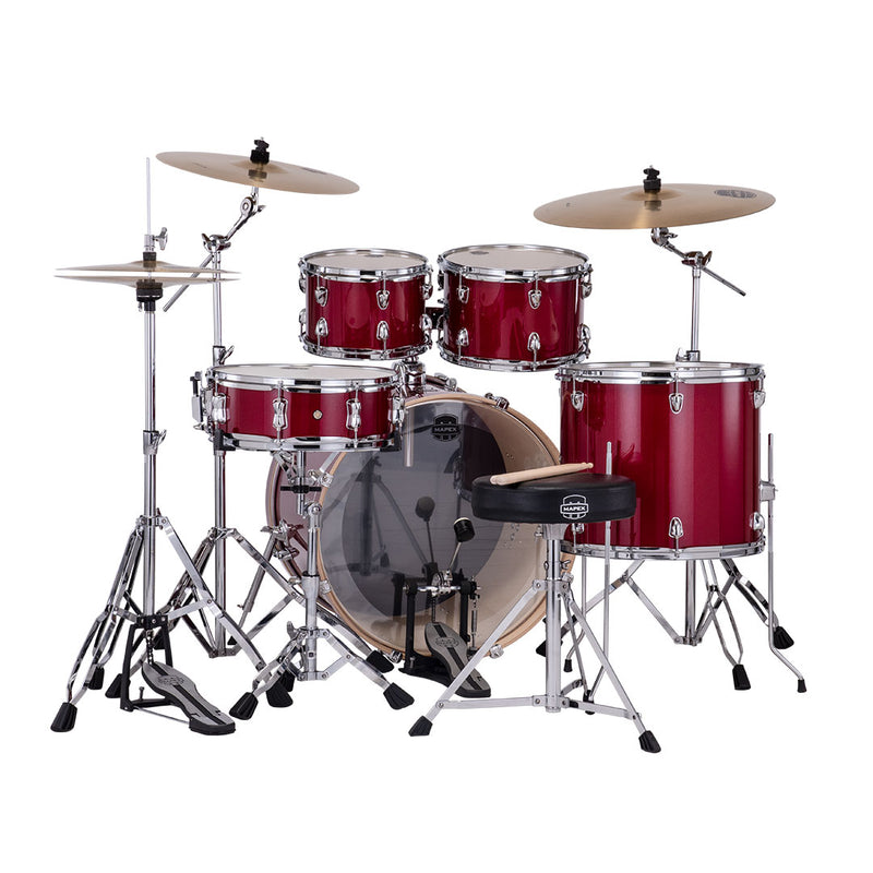 Batería Acústica Mapex Venus Shell Pack de 5 piezas VE5295FTVM - Crimson Red Sparkle (NO INCLUYE PLATILLOS)