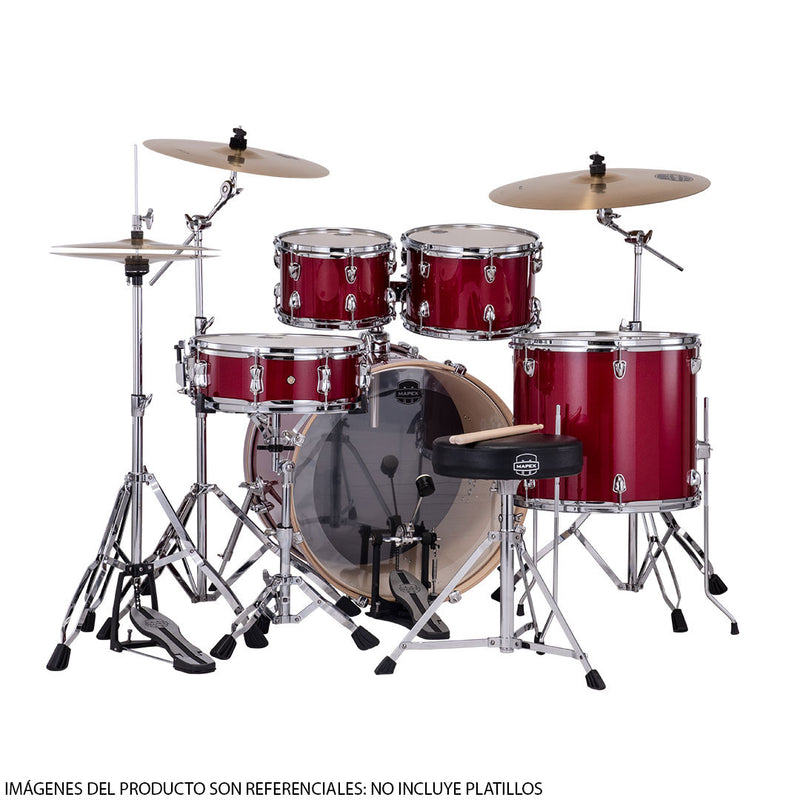 Batería Acústica Mapex Venus Shell Pack de 5 piezas VE5295FTVM - Crimson Red Sparkle (NO INCLUYE PLATILLOS)