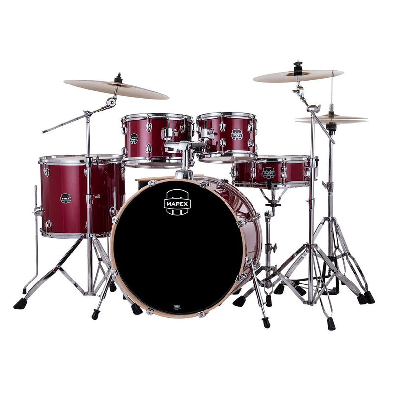 Batería Acústica Mapex Venus Shell Pack de 5 piezas VE5295FTVM - Crimson Red Sparkle (NO INCLUYE PLATILLOS)