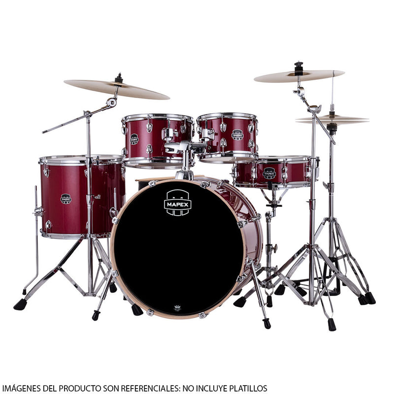 Batería Acústica Mapex Venus Shell Pack de 5 piezas VE5295FTVM - Crimson Red Sparkle (NO INCLUYE PLATILLOS)