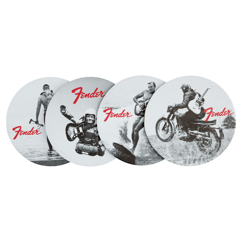 Conjunto de 4 posavasos Fender Vintage Ads - Black & White