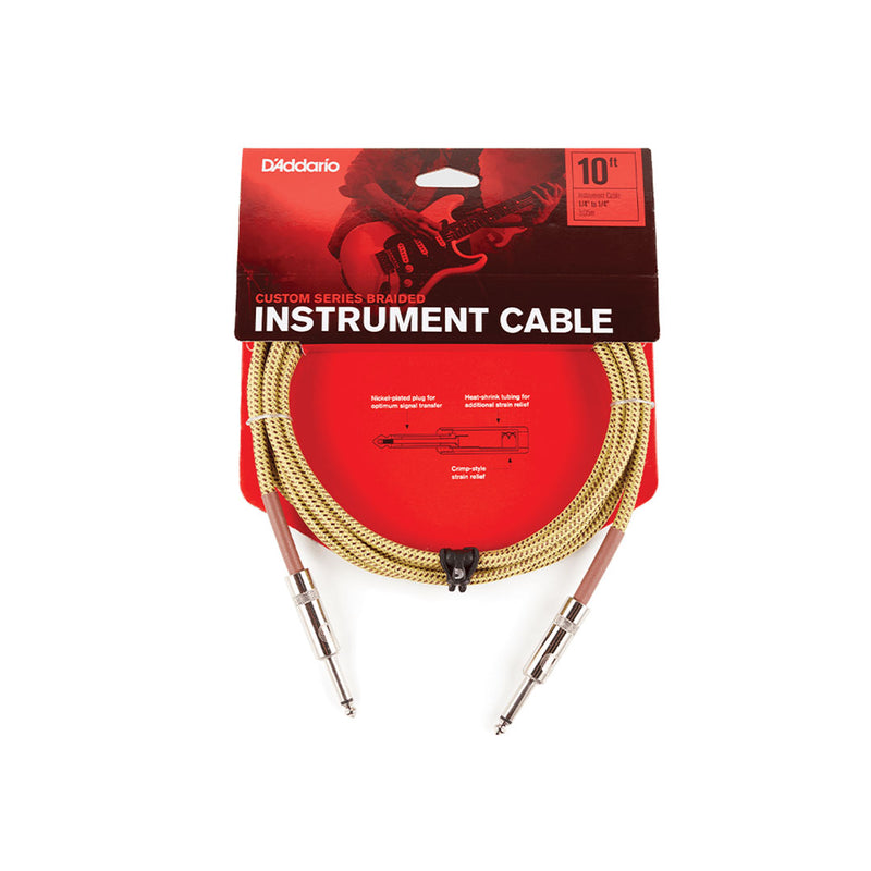 Cable Conexión D'addario Braided 3 metros PW-BG-10TW - Tweed