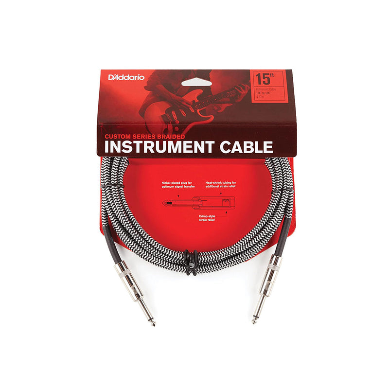 Cable Conexión D'addario Braided 5 metros PW-BG-15BG - Black & Grey