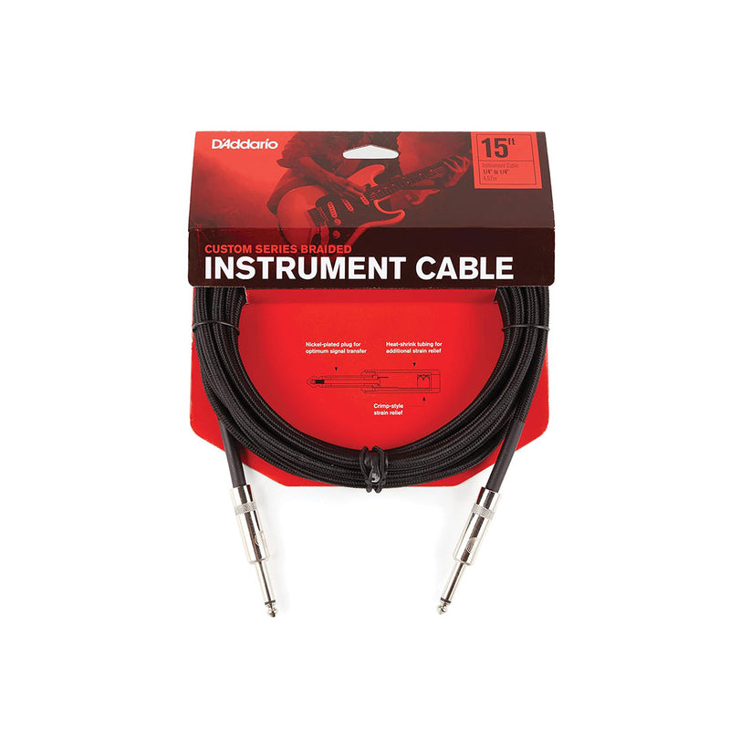 Cable Conexión D'addario Braided 5 metros PW-BG-15BK - Black
