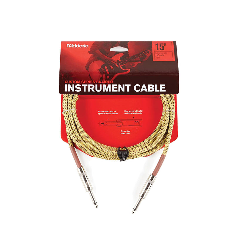 Cable Conexión D'addario Braided 5 metros PW-BG-15TW - Tweed