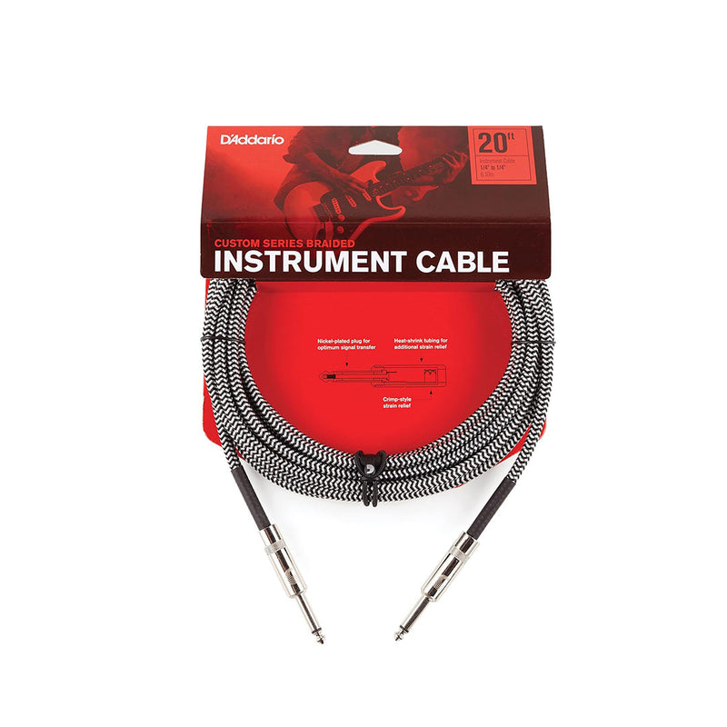 Cable Conexión D'addario Braided PW-BG-20BG de 6 metros - Black & Grey