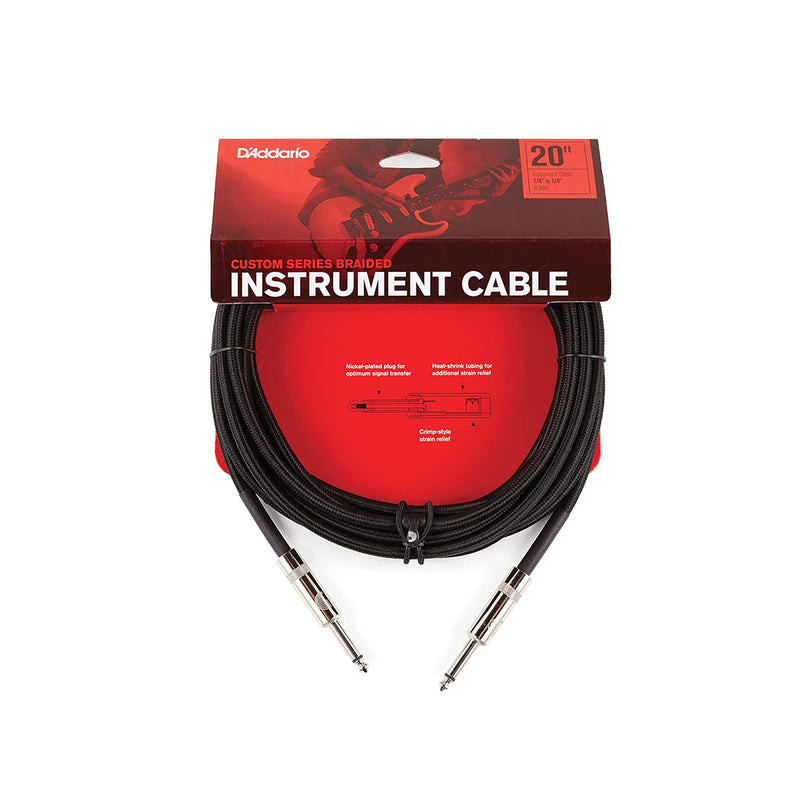 Cable Conexión D'addario Braided PW-BG-20BK de 6 metros - Black