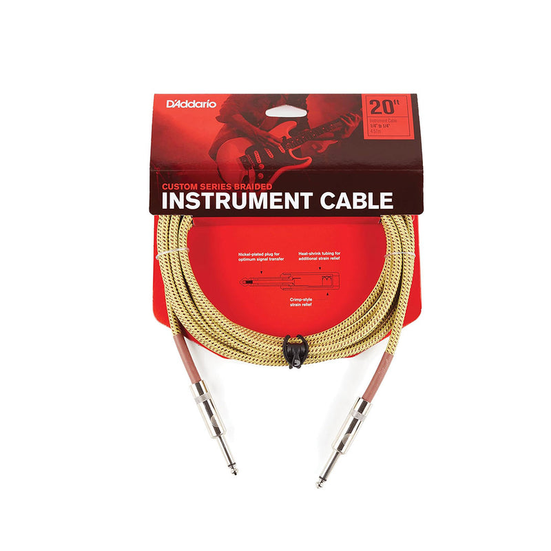 Cable Conexión D'addario Braided 6 metros PW-BG-20TW - Tweed