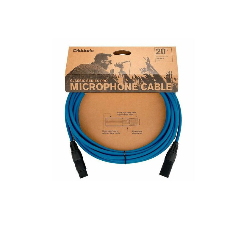 Cable Conexión XLR a XLR D'addario Classic Series 6 metros PW-CPMIC-20BU - Blue