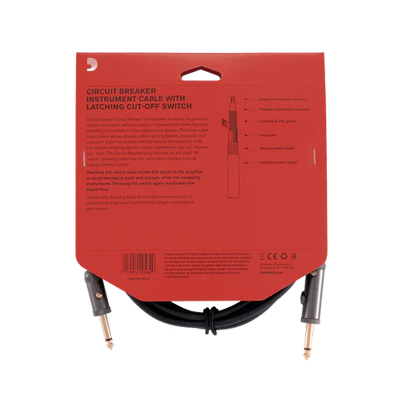 Cable Conexión D'Addario Circuit Breaker PW-AGL-10 10' Latching Inst Cbl - 3 Mtrs