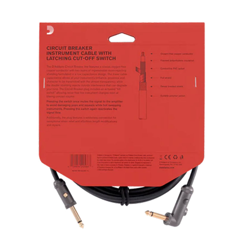 Cable Conexión D'Addario Circuit Break PW-AGLRA-10  Latching Inst Right Angle - 3 Mtrs