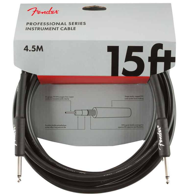 Cable Conexión Fender Serie Pro 15' 4.5 Mtrs Recto / Recto - Black