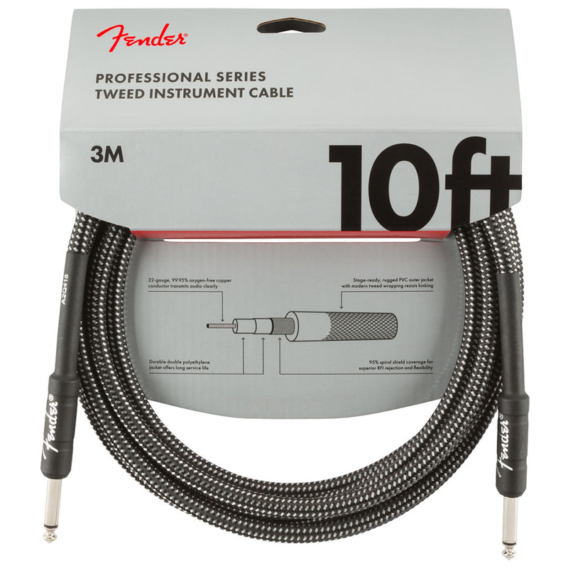 Cable Conexión Fender Serie Pro Tweed 10' 3 Mtrs Recto / Recto - Gray Tweed