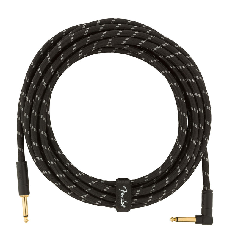 Cable Conexión Fender Deluxe de 18.6' 5.6 Mtrs Recto / Ángulo Recto - Black Tweed