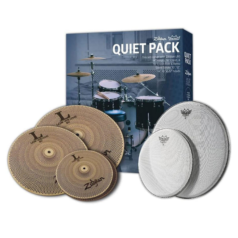 Platillos Zildjian Low Volumen y Parches Remo Silent Stroke LV468RH