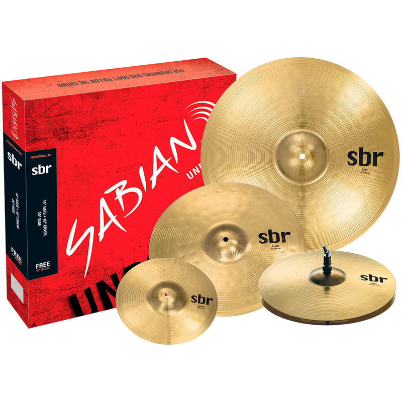 Pack de Platillos Sabian SBR SBR5003G con Hi Hat de 14", Crash de 16", Ride de 20" y Splash de 10"