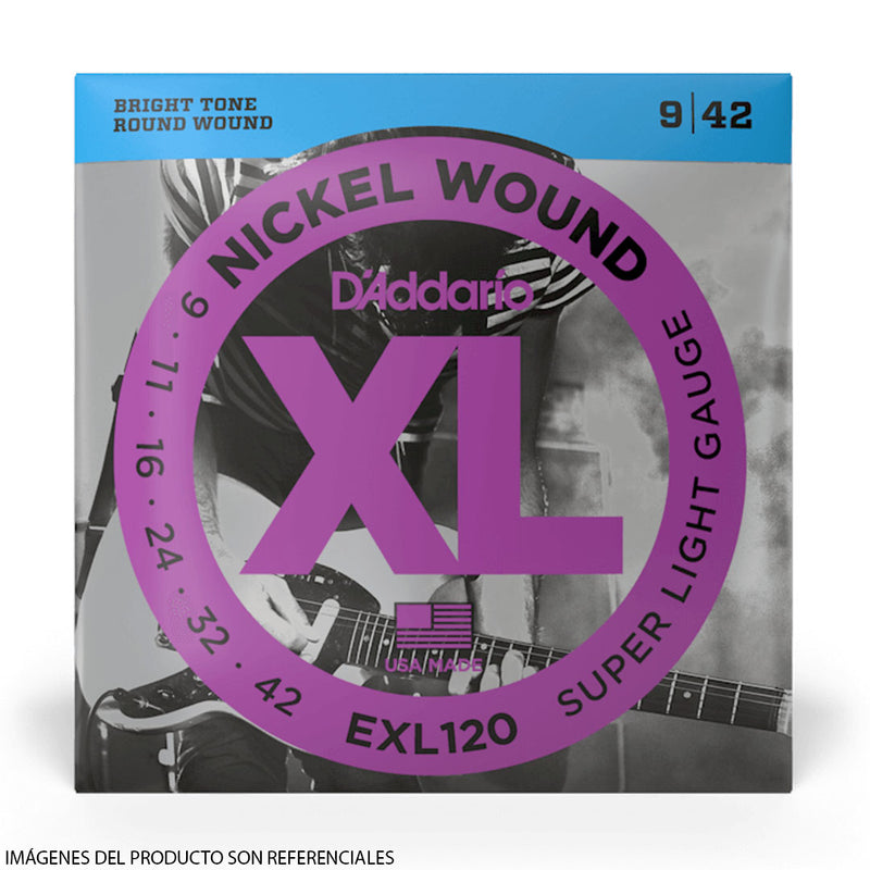 Cuerdas D'Addario para Guitarra Eléctrica EXL120 Nickel Wound Calibre 0.009 - 0.042