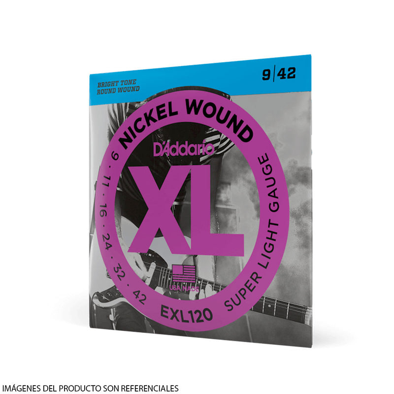 Cuerdas D'Addario para Guitarra Eléctrica EXL120 Nickel Wound Calibre 0.009 - 0.042