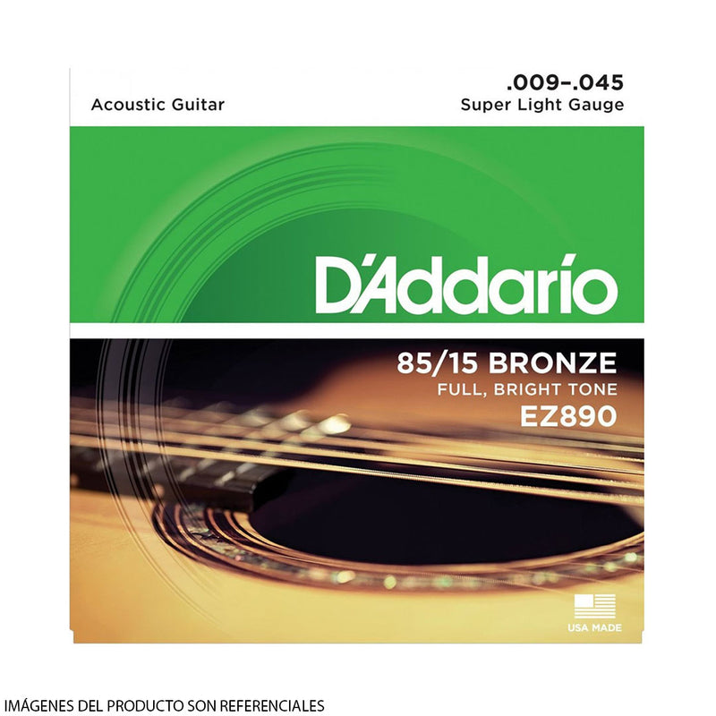 Cuerdas D'Addario para Guitarra Acústica EZ890 85/15 Bronze Calibre .009 - .045