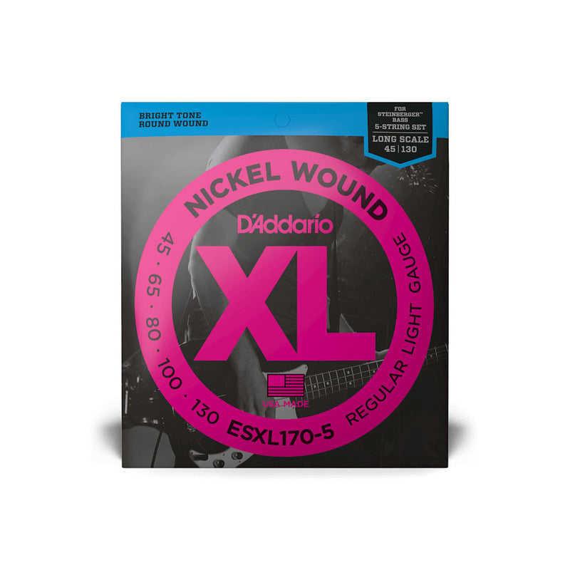 Cuerdas D'Addario para Bajo Eléctrico de 5 cuerdas ESXL170-5 Nickel Wound Calibre 0.045 - 0.130