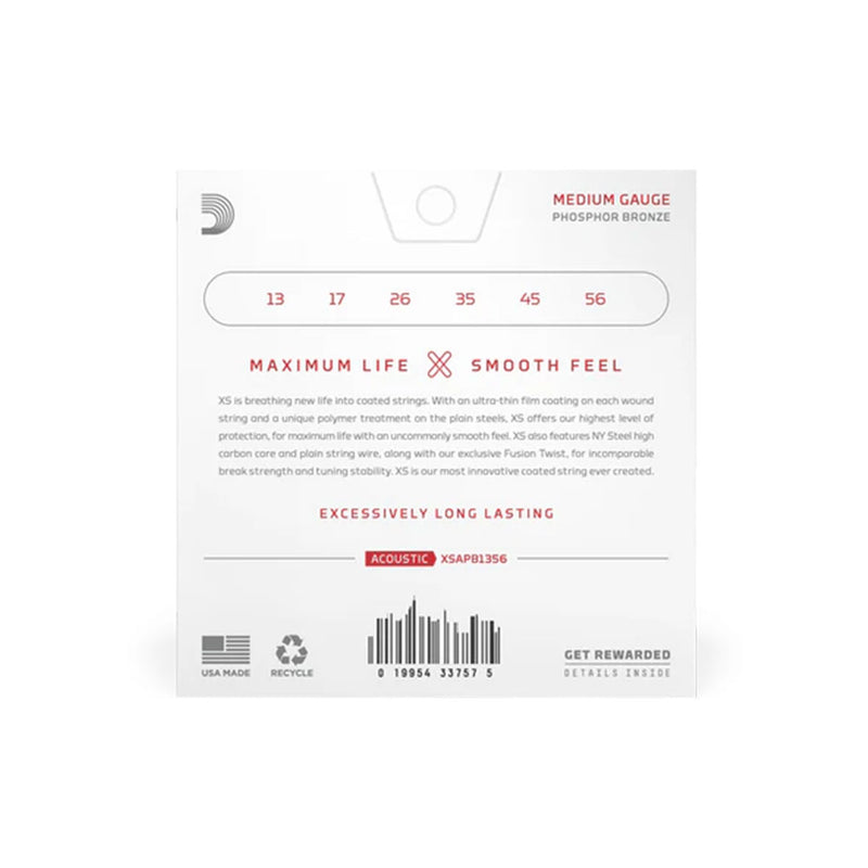 Cuerdas D'Addario para Guitarra Acústica XSAPB1356 Phosphor Bronze Calibre 0.013 - 0.056