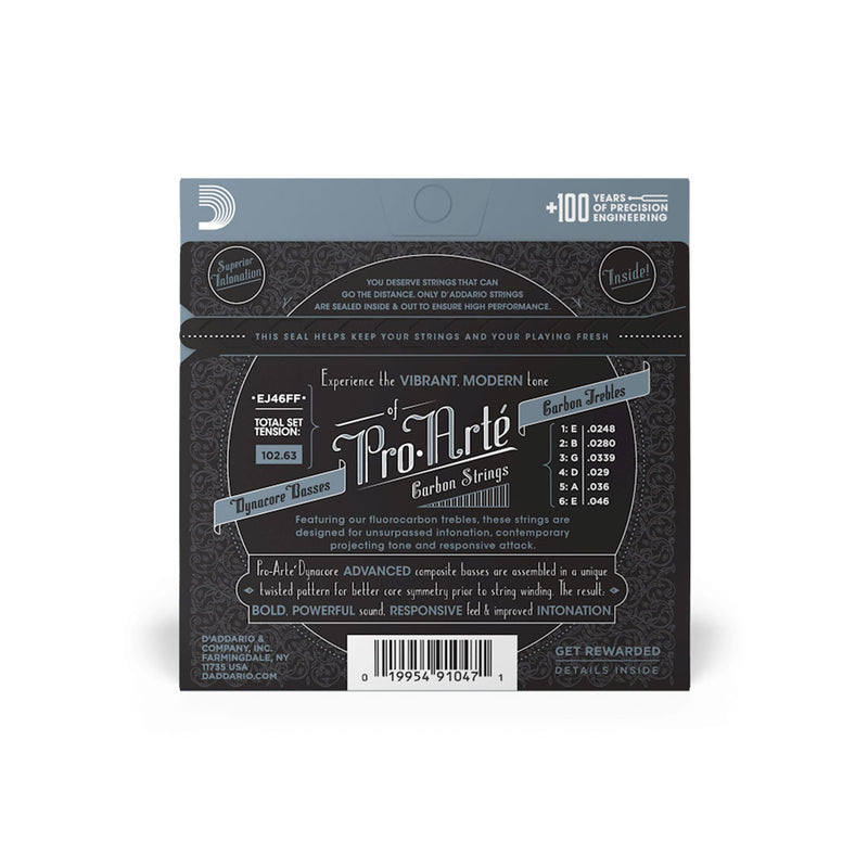Cuerdas D'Addario para Guitarra Acústica de Nylon Pro Arté EJ46FF Hard Tension