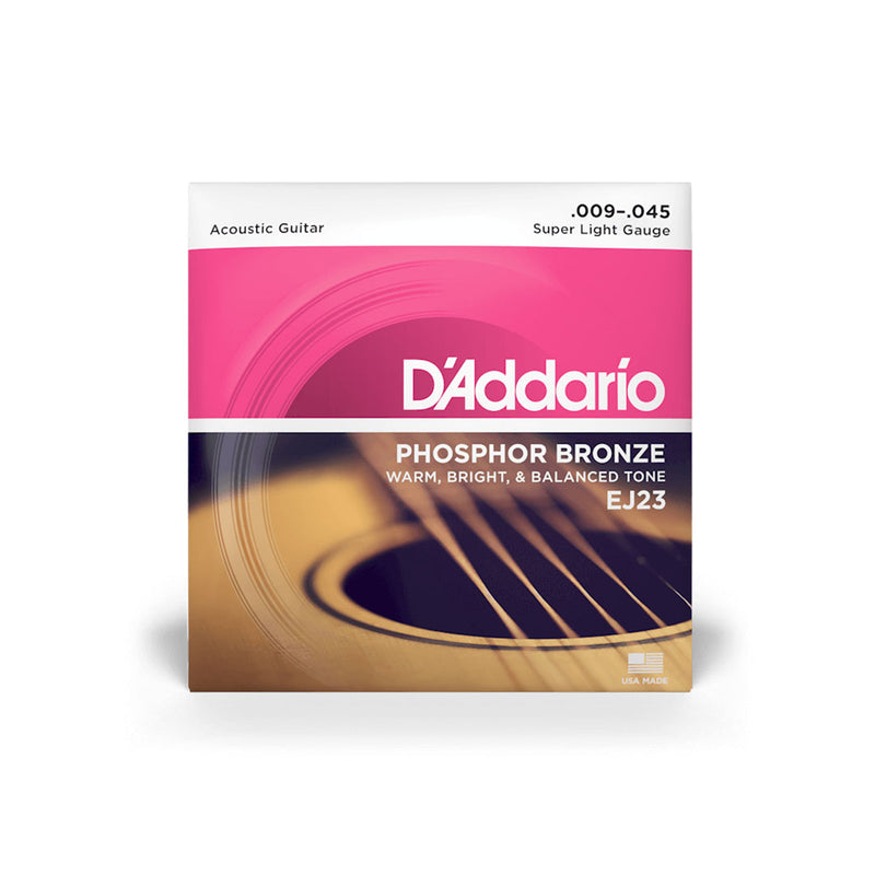 Cuerdas D'addario para Guitarra Acústica Phosphor Bronze EJ23 Calibre 0.009 - 0.045