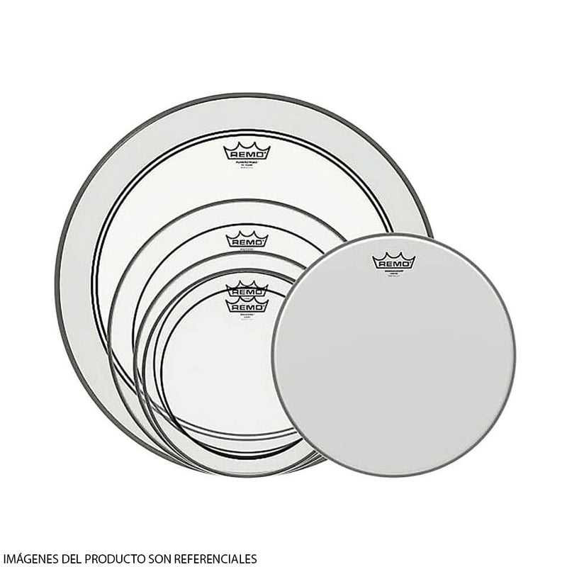 Pack de Parches Remo Propack PP-0260-PS con Pinstripe Clear de 10",12",14", Powerstroke 3 Clear de 22" (Bombo) y Ambassador Coated de 14" (Tarola)