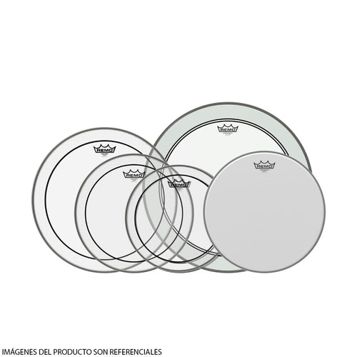 Pack de Parches Remo Propack PP‑0270‑PS con Pinstripe Clear de 12",13",16", Powerstroke P3 Clear de 22" (Bombo) y Ambassador Coated de 14" (Tarola)