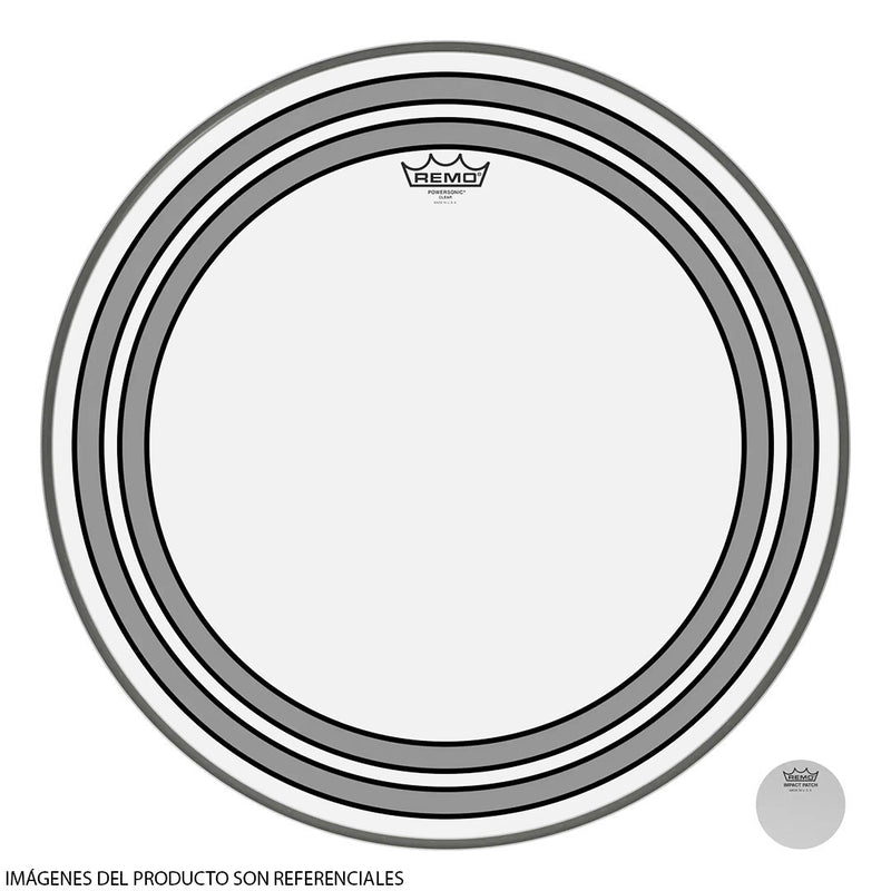 Parche de Bombo Remo Powersonic Clear PW-1322-00 de 22" - Transparente (Clear)