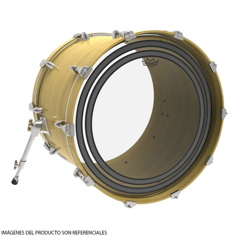 Parche de Bombo Remo Powersonic Clear PW-1322-00 de 22" - Transparente (Clear)