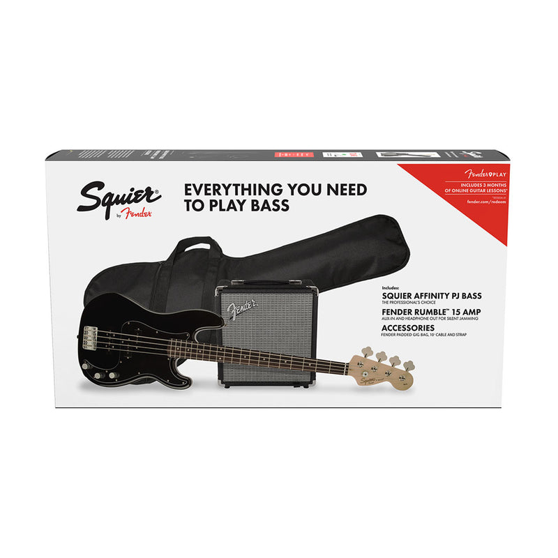 Pack de Bajo Eléctrico Squier Affinity Precision PJ Bass con mástil de Laurel - Black